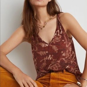Anthropologie Womens Blaise Knotted L Tank Top Sz Medium Red Tan